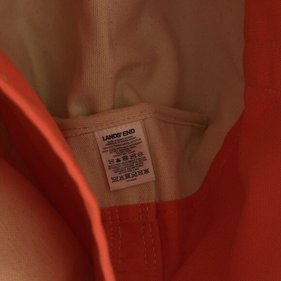 Lands' End Canvas Tote Travel Bag - 4 Inside Pockets Peach Boat, Beach Bag 21x17 - Picture 5 of 6